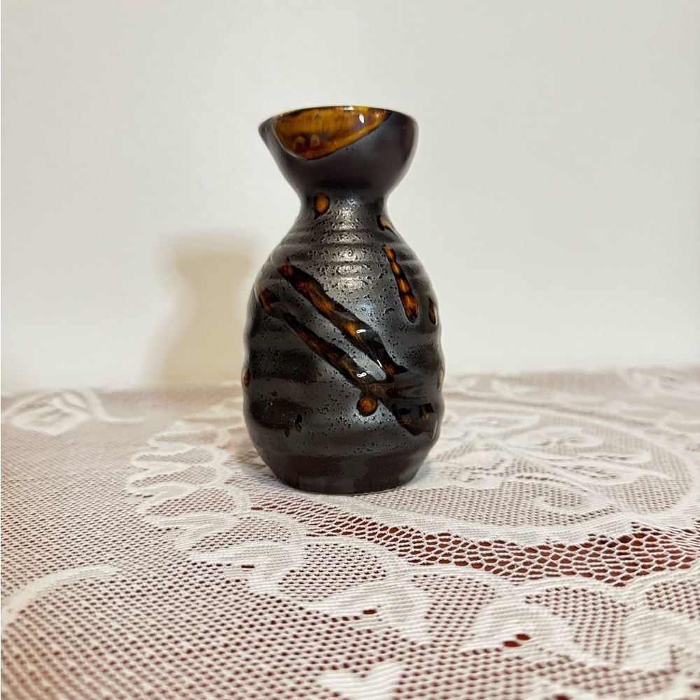 Black and Brown Textured Sake Bottle